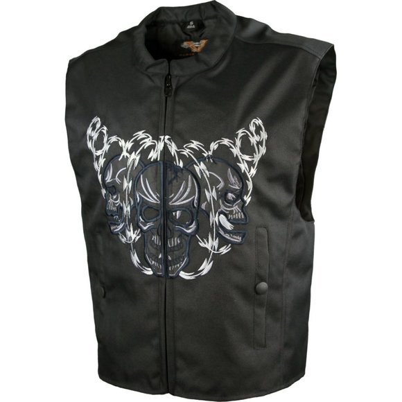 Men's Textile Vest with Reflective Skull - Picture 3 of 5